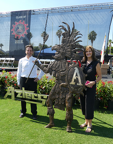 Aztec Warrior Mascot Statue