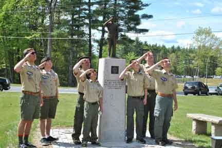 Scout Troop and Police Officer Statue